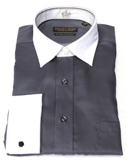 Donald Trump Signature Collection Men's Charcoal White Collar Dress Shirt