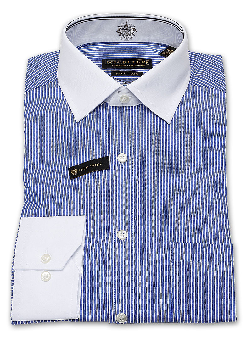 Donald Trump Signature Collection Men's Blue Stripe Dress Shirt | TrumpStore Donald Trump Signature Collection Men's Blue Stripe Dress Shirt | TrumpStore